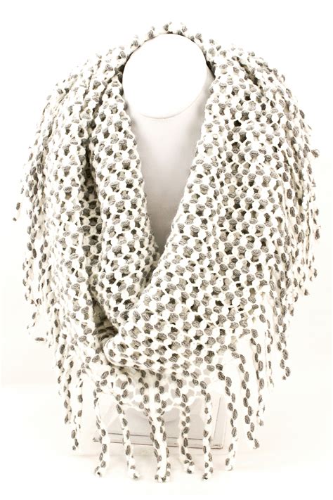 Knitted Fringe Infinity Scarf Scarves