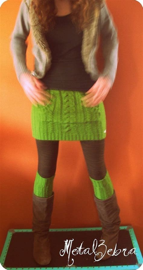 refashioned sweater the body becomes the skirt and the sleeves become leg warmers by vonda diy
