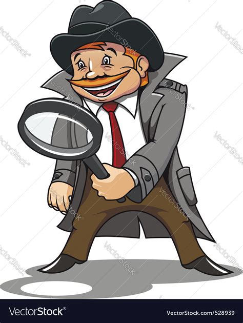 Detective With Magnifying Glass For Cartoon Design