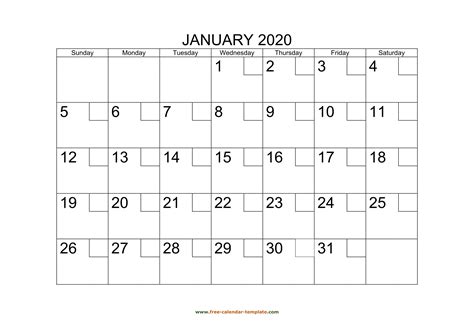 Free Printable Printable Pdf Template Calendar January 2020 Master