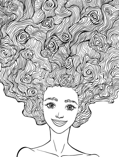 10 Crazy Hair Adult Coloring Pages | Adult coloring pages, Relaxing coloring book, Adult