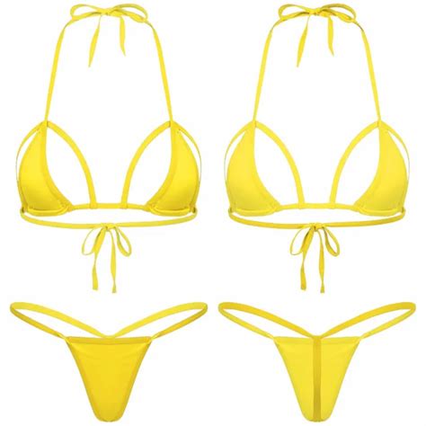 Women Sexy Mini Micro G String Bikini Set Bra Thong Lingerie Underwear