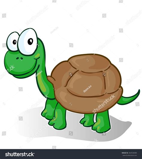 Vector Illustration Smiling Cartoon Turtle On Stock Vector 364536989