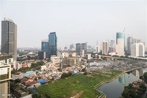 Aerial View Of Jakarta Skyline Indonesia Capital City High-Res Stock