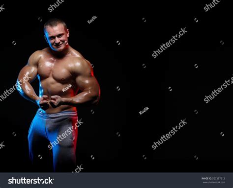 Male Bodybuilder Athlete Naked Torso Posing Stock Photo
