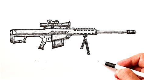 How To Draw A Sniper Rifle Barrett M82 Youtube
