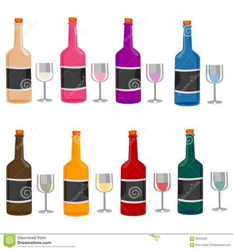 Different Wines Bottle And Glass Stock Vector Illustration Of Series