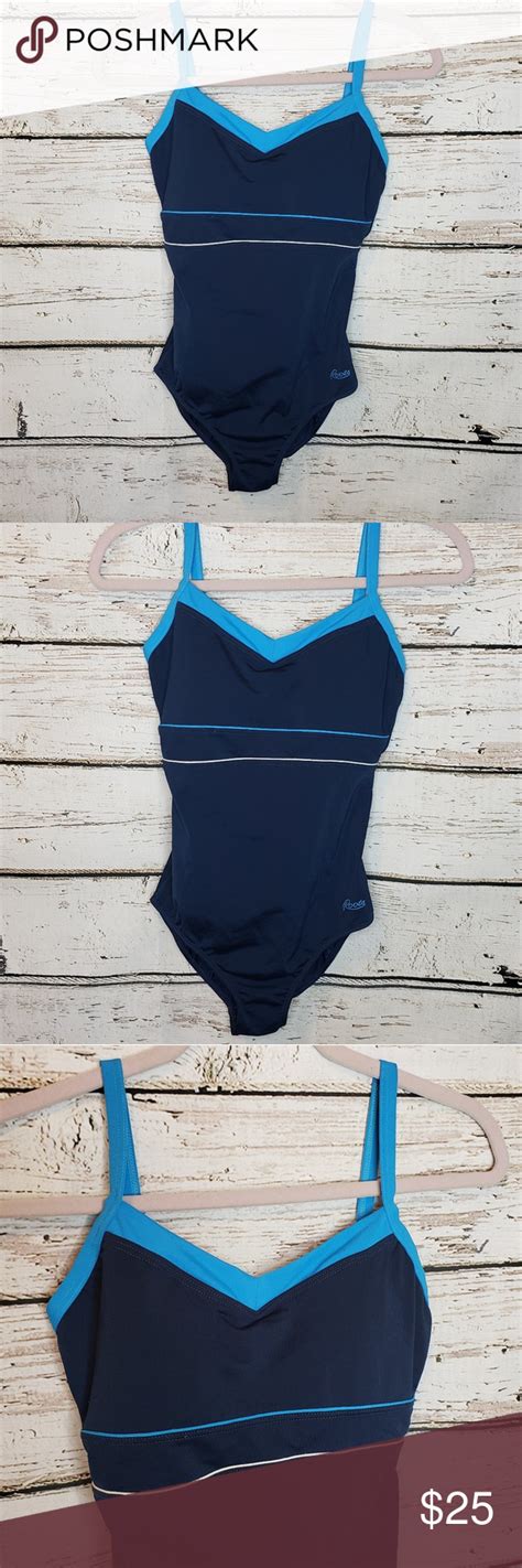 Roots One Piece Swim Suit Strappy Back Blue One Piece Swim Swimsuits