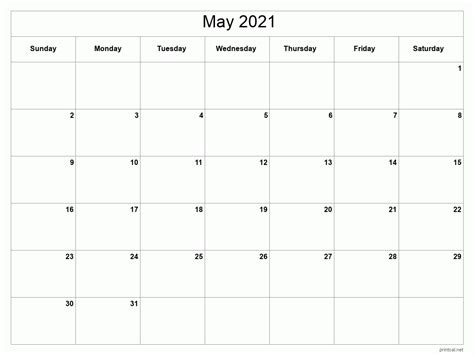 Printable May 2021 Calendar Free Printable Calendars