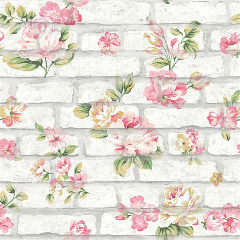 Shabby Chic Brick Pink And White Wallpaper Cheap Wallpaper