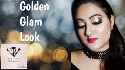 Golden Smokey Eyemakeup Glam Look With Red Lips Youtube
