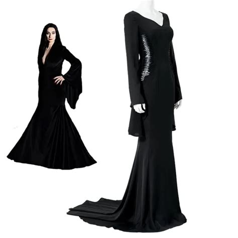 New Tv Wednesday Mother Morticia Addams Black Dress Sexy Cosplay Costume 10440 Picclick