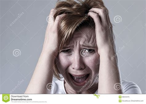 Devastated Depressed Woman Crying Sad Feeling Hurt Suffering Depression