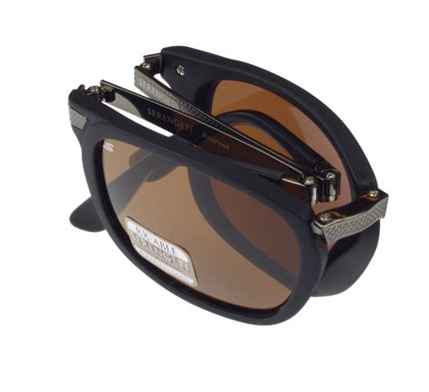 Serengeti Volare Folding Sunglasses Matt Black Brown Drivers Polarized Photochromic Glass Lenses