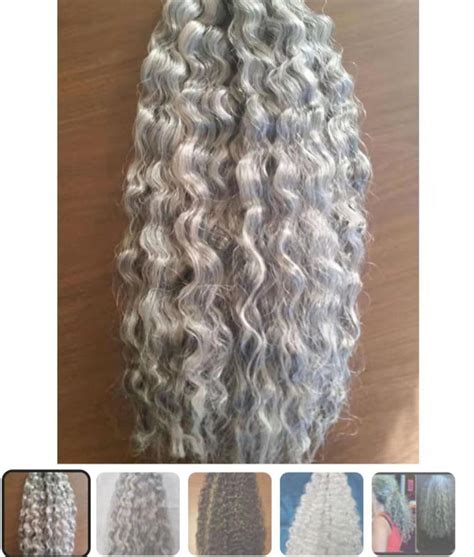 Silver Grey Wavy Curly Ponytail 22inch Drawstring Ponytail Hairpiece
