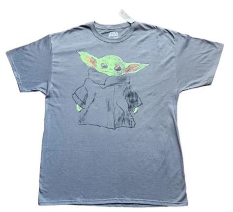 Baby Yoda The Child Grogu Star Wars Mandalorian Gray Mens T Shirt Xl