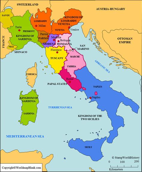 Labeled Map Of Italy With States Capital And Cities Free