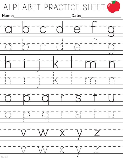 practise writing alphabet worksheet  kindergarten