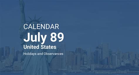 July 89 Calendar United States