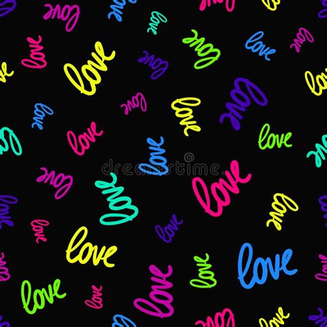 Vector Seamless Texture With Randomly Scattered Colorful Love Words