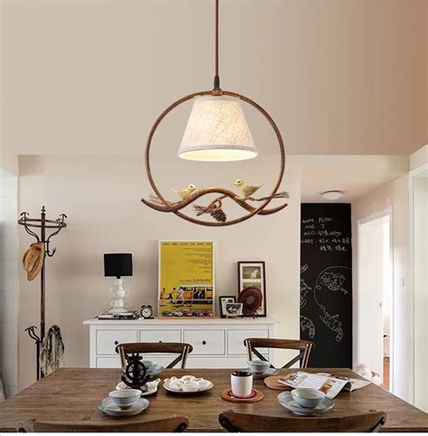 Country Ancient Antique Wrought Iron Resin Bird Pendant Lamp Nordic Creative Personality