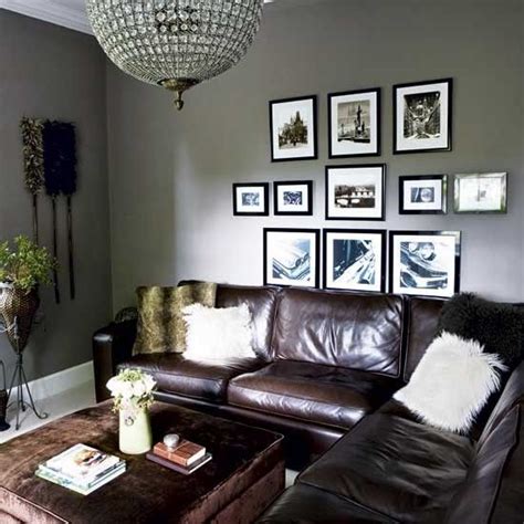 Therefore also white is the best color to pair with the brown furniture to brighten the room up. grey walls, brown leather couch | Brown Sofa/Couch | Pinterest