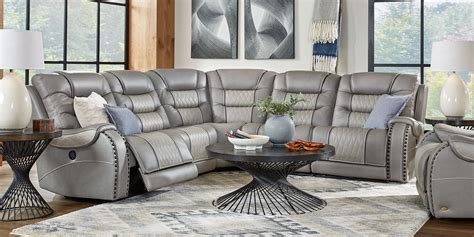 Eric Church Highway To Home Headliner Gray Leather 5 Pc Dual Power Reclining Sectional Rooms To Go