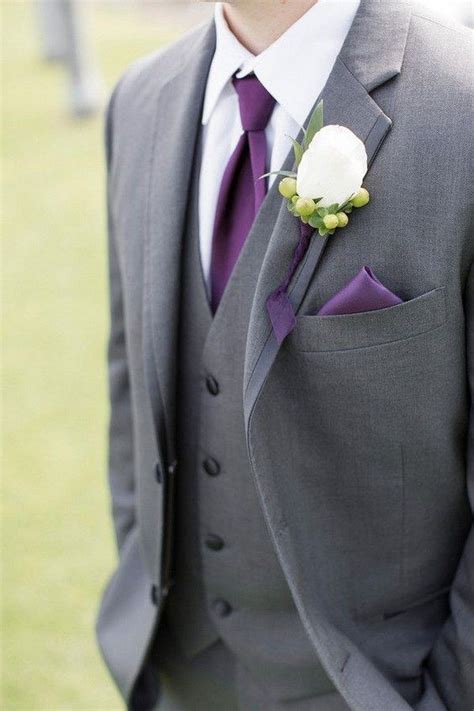 Dark Grey Colour Suit Purple Wedding Ideas