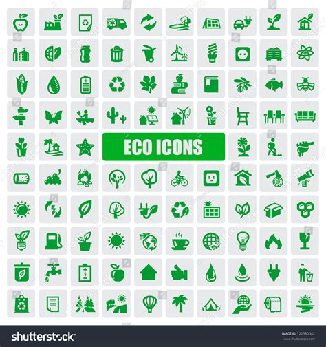 Vector Green Eco Icons Set On White 122380042 Shutterstock