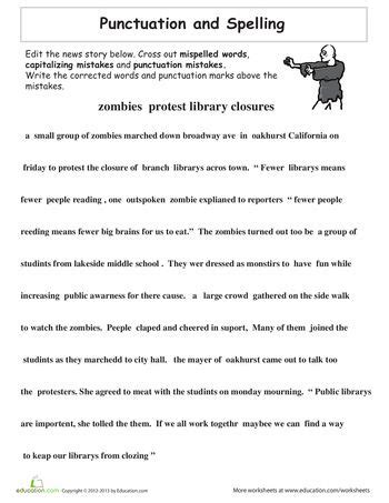 proofreading practice punctuation  spelling worksheet education