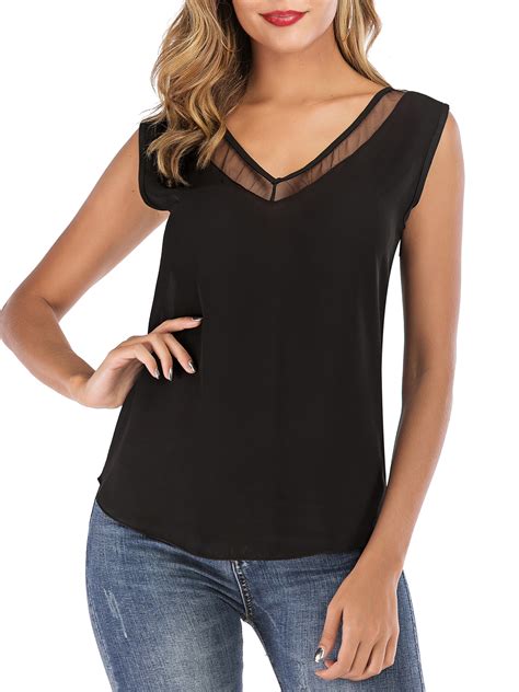 Sayfut Womens Plus Size Tank Tops Round Neck Sleeveless Lace Vest Loose Blouse Shirt Summer