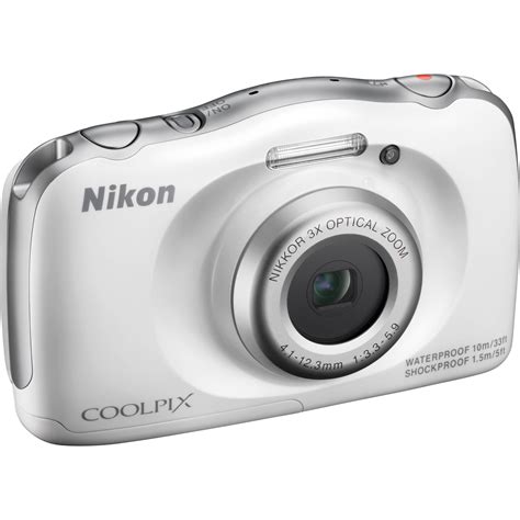 Nikon Coolpix S33 Digital Camera White 26495 Bandh Photo Video