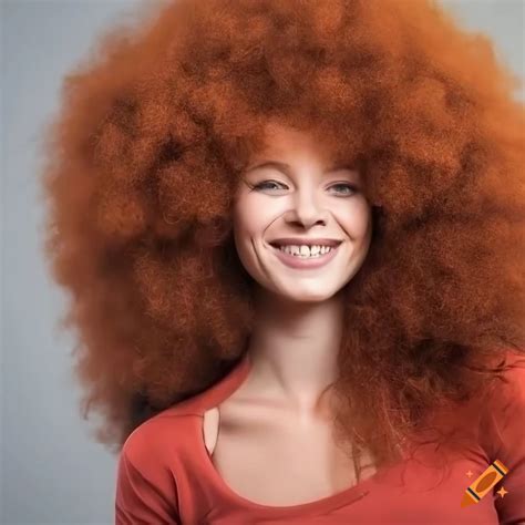 Smiling Redhead Woman With A Big Afro