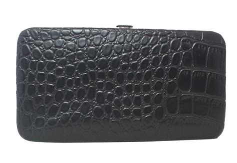 Black Small Snake Skin Print Leather Flat Wallet Snakeskin Leather