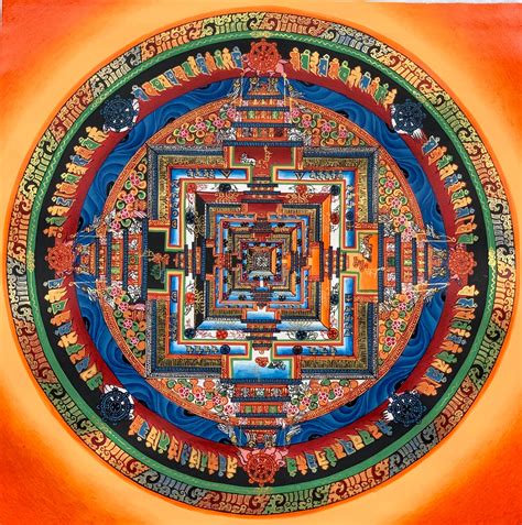 Hand Painted Kalachakra Mandala Tibetan Thangka Art 12x 12 With