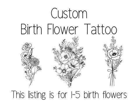 Custom Birth Flower Bouquet Tattoo Design - Etsy Israel