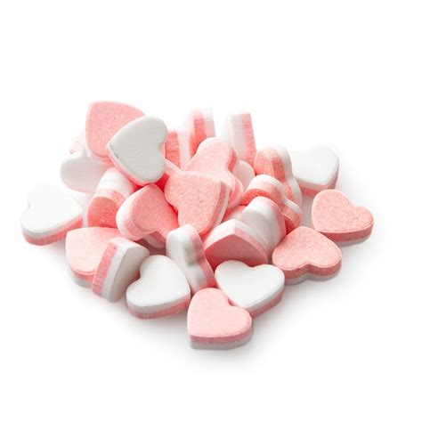 Strawberry Pink And White Hearts Pressed Candy Unwrapped Candy Bulk