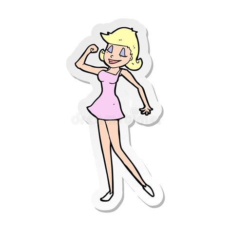 Sticker Of A Cartoon Woman With Can Do Attitude Stock Vector