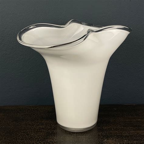 White Murano Glass Vase Italy 1970s 254356