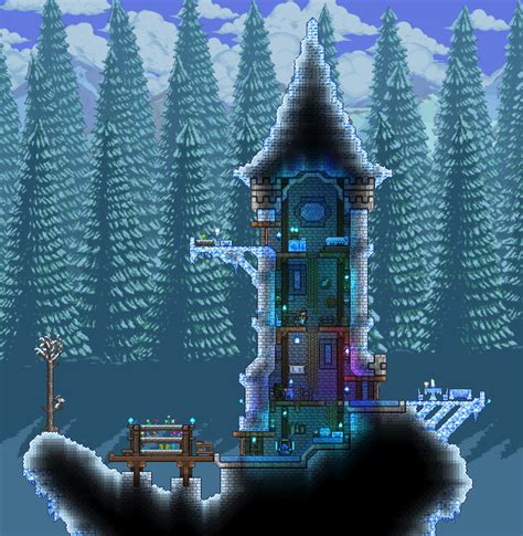 Made A Chilly Outpost Tower For The Snow Biome Terraria Terrarium