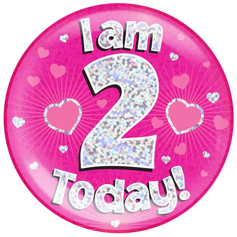 2nd Birthday Pink Holographic Jumbo Badge | Pageant party