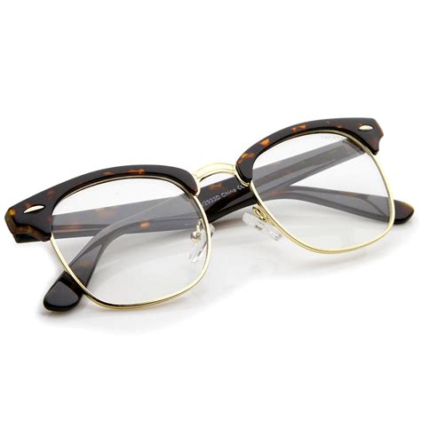 retro square clear lens horn rimmed half frame eyeglasses 50mm sunglass la