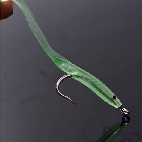 20pcs Soft Luminous Eel Fishing Lures With Hook Rubber Worm Bass Crank