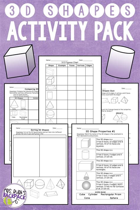 3d Shapes Figures And Solids Math Activity Pack And Worksheets