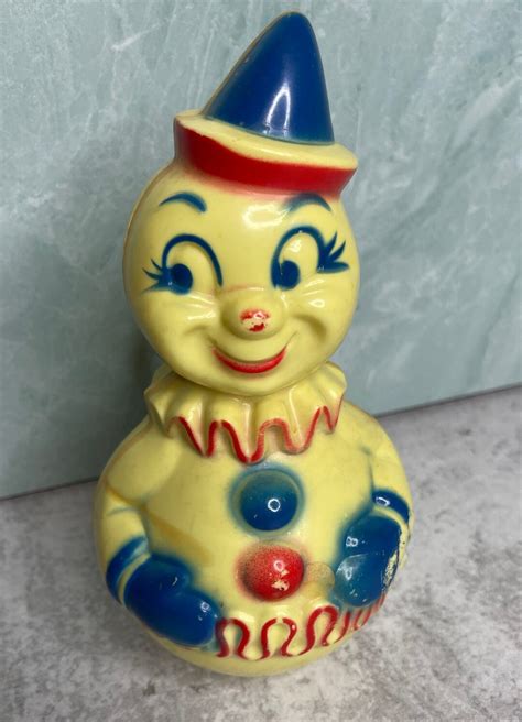Vintage 1950s Roly Poly Clown 8 Tall Molded Plastic Etsy