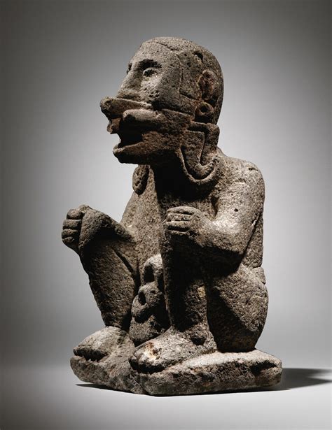 Statue Anthropomorphe En Pierre Culture Aztèque Vallée De Mexico 1300