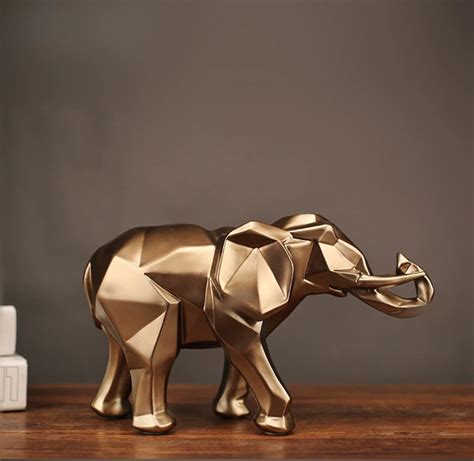 This Modern Geometric Gold Elephant Sculpture Is Made Of The Finest
