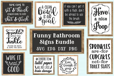 Bathroom Signs Bundle - SVG, EPS, DXF, PNG