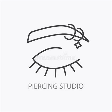 Piercing Studio Logo Template Pierced Ear Stock Vector Illustration
