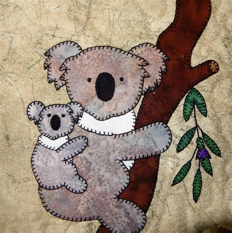 Koala PDF applique quilt block pattern | Applique quilts, Animal quilts